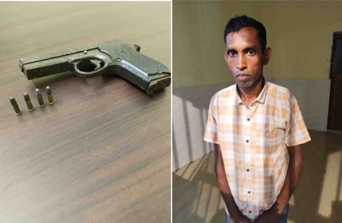 বটদ্ৰৱাৰ বৰভেটিত আৰক্ষীৰ অভিযান, হস্তনিৰ্মিত পিষ্টল, ৪ জাঁই সক্ৰিয় গুলীসহ এজনক আটক