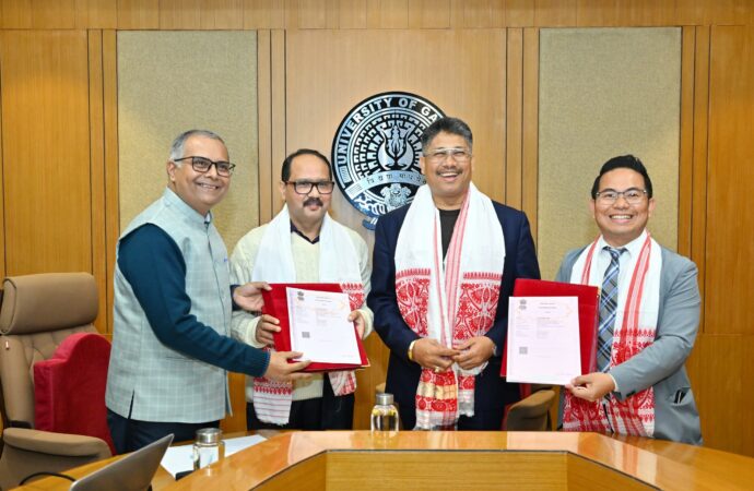 গুৱাহাটী বিশ্ববিদ্যালয় আৰু NIELIT ৰ মাজত বুজাবুজিৰ চুক্তি স্বাক্ষৰ অনুষ্ঠানত মন্ত্ৰী পীযুষ হাজৰীকা